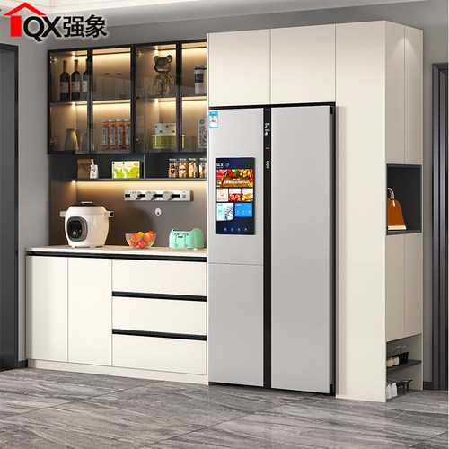 轻奢餐边柜嵌入式冰箱柜一体