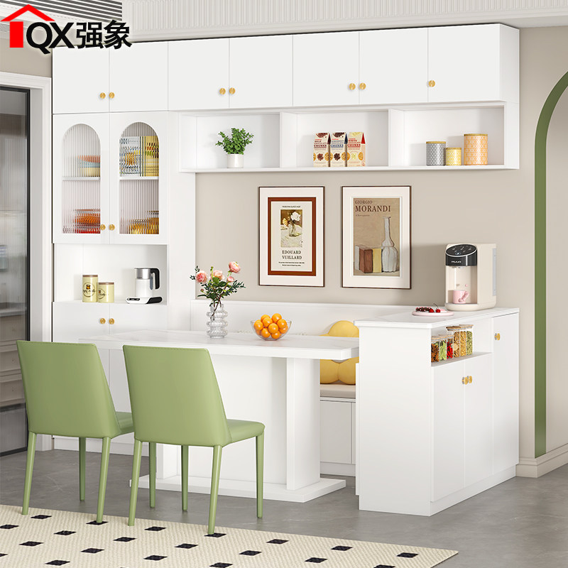 奶油风白色餐厅卡座餐桌家用餐边柜吧台转角收纳一体组合定制G275,住宅家具,餐边柜,淘宝优惠券,粉丝福利购,淘宝优惠卷