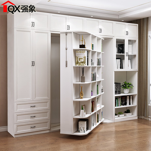 创意旋转隐形床书柜一体