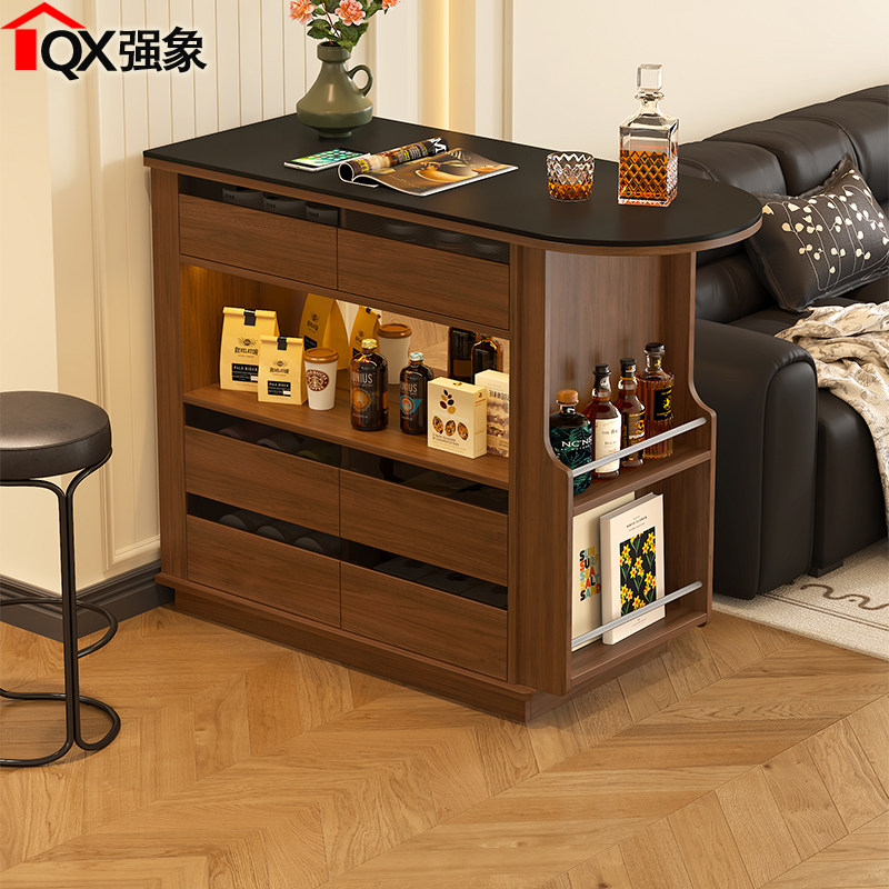 中古风吧台桌家用客厅隔断酒柜小户型靠墙沙发边柜收纳柜定制E93