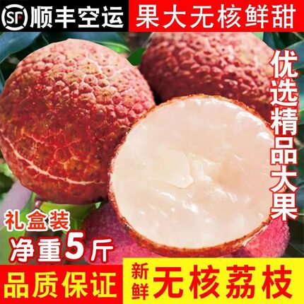 无核荔枝甜新鲜水果5斤现摘现发农家顺丰空运无籽当季整箱礼盒装
