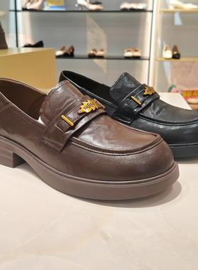 索菲娅女鞋2025秋新款商场直发方跟舒适真皮休闲乐福鞋SFD3112141