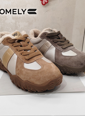 COMELY康莉女鞋2025冬季新款绒里保暖系带休闲德训鞋舒适KMT48689