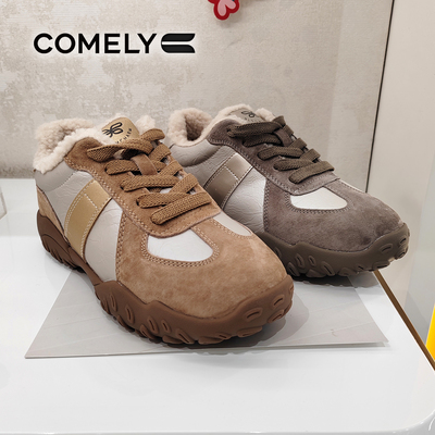 COMELY康莉女鞋2025冬季新款绒里保暖系带休闲德训鞋舒适KMT48689
