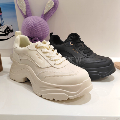 KISSCAT接吻猫女鞋2025秋商场厚底真皮系带时尚老爹鞋 KA65163-50