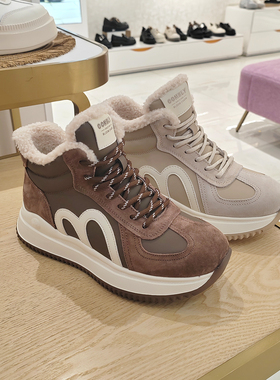 COMELY康莉女鞋2025冬季新款高帮厚底绒里时尚保暖德训鞋KLB58826