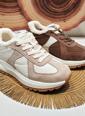 COMELY康莉女鞋2025冬季新款保暖绒里系带休闲百搭德训鞋KLB58830