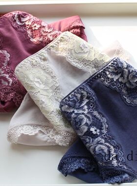 高端出口日单~奢华蕾丝无痕棉混速干透气包臀中腰外贸女士内裤N7