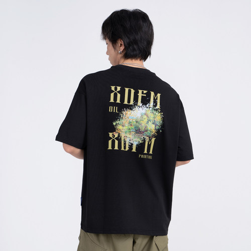 XDFM短袖美式青少年落叶树林字母