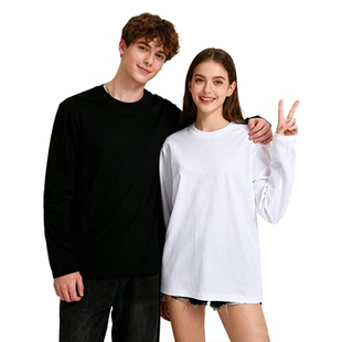 纯色打底衫 T恤纯棉230g秋季 男女宽松上衣 重磅多色可选长袖 XDFM