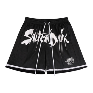 XDFM美式双层字母印花速干四分裤透气网眼篮球运动短裤不过膝
