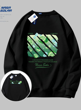 NASA SOLAR联名款秋冬季新款卫衣卡通印花重磅圆领透气百搭长袖潮