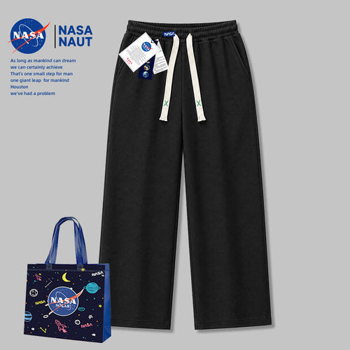 NASA联名款系带新款阔腿情侣卫裤