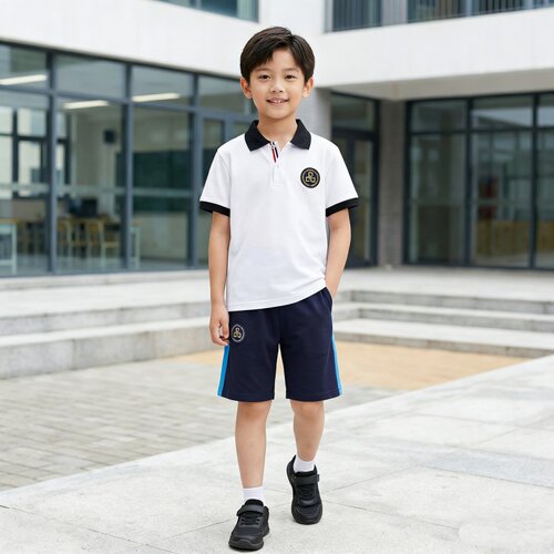 夏北京朝阳外国语学院校服短袖T恤短裤长裤纯棉男生女生同款