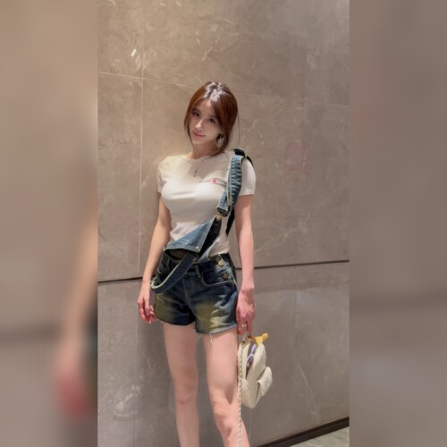 美式辣妹风牛仔背带短裤女高腰显瘦修身百搭复古女裤