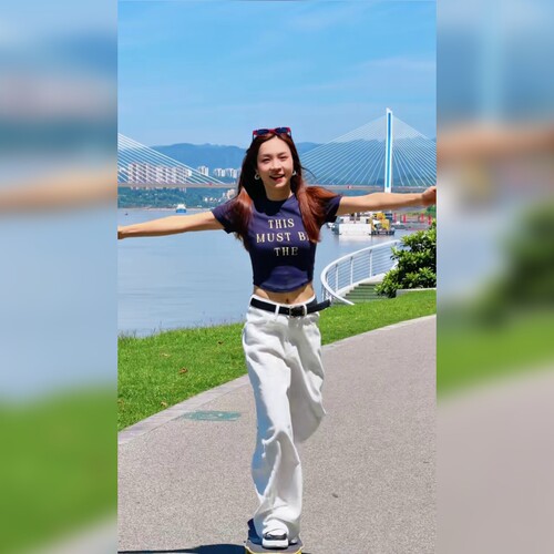 高腰阔腿牛仔长裤显高显瘦百搭