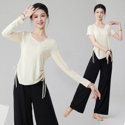 古典舞练功服套装舞蹈上衣女中国现代新款跳舞服装形体宽松短袖