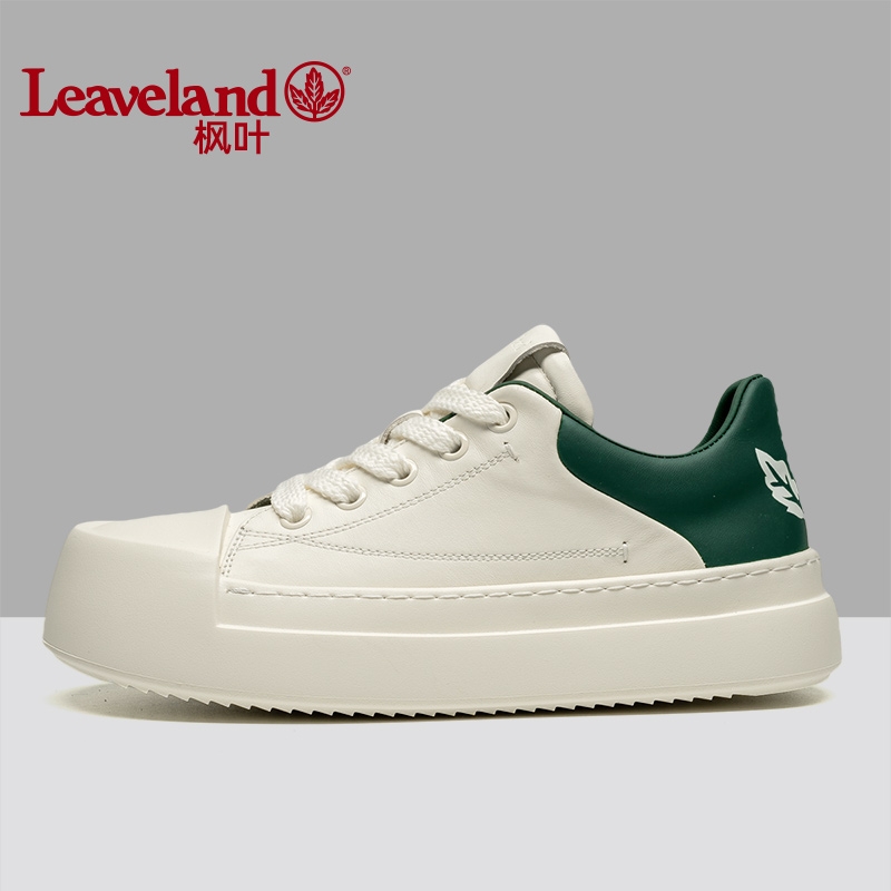 枫叶男鞋2025新款小白鞋男厚底增高板鞋真皮透气休闲鞋男生鞋子潮