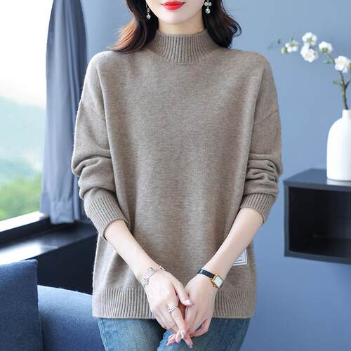 大码针织毛衣女宽松胖mm