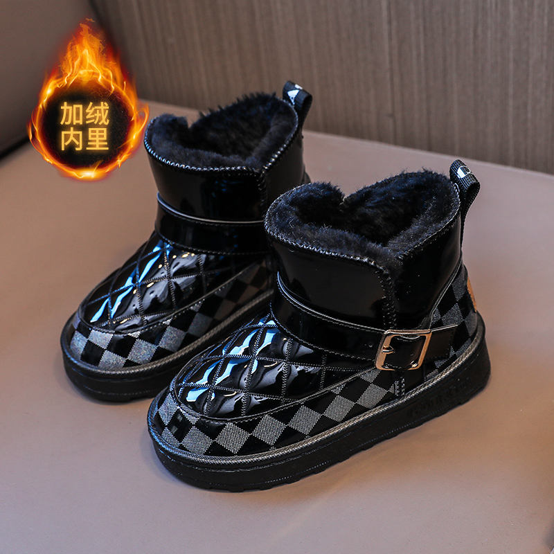 冬季儿童雪地靴男女童新款室内防滑加绒短靴加厚保暖防水宝宝棉靴