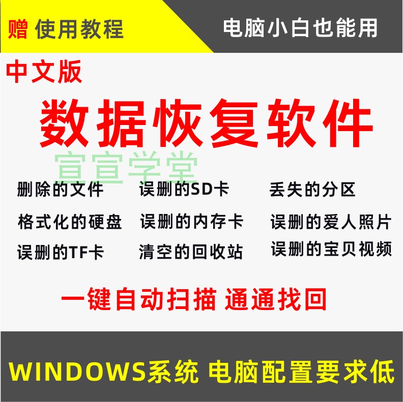 数据文件恢复软件工具误删除电脑格式U盘内存卡SD卡硬盘大师 商务/设计服务 设计素材/源文件 原图主图