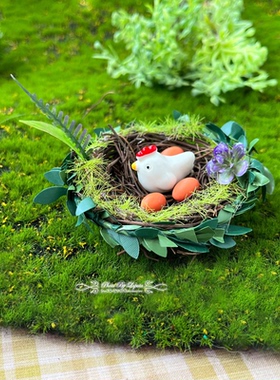 easter。原创田园乡村森林系草编复活节母鸡鸡蛋婚礼节日装饰摆件
