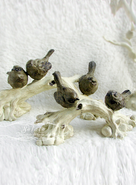 美式乡村风复古做旧树枝摆件