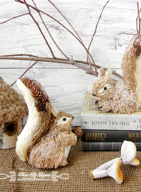 田园风草编森林系婚礼工艺摆件