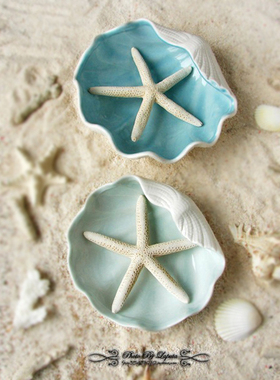 地中海风白瓷贝壳珍珠烛台烟灰缸