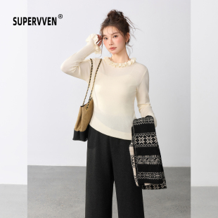 女微胖大码 超级文 显瘦叠穿羊毛针织衫 金芭蕾风木耳边修身 笼巧装