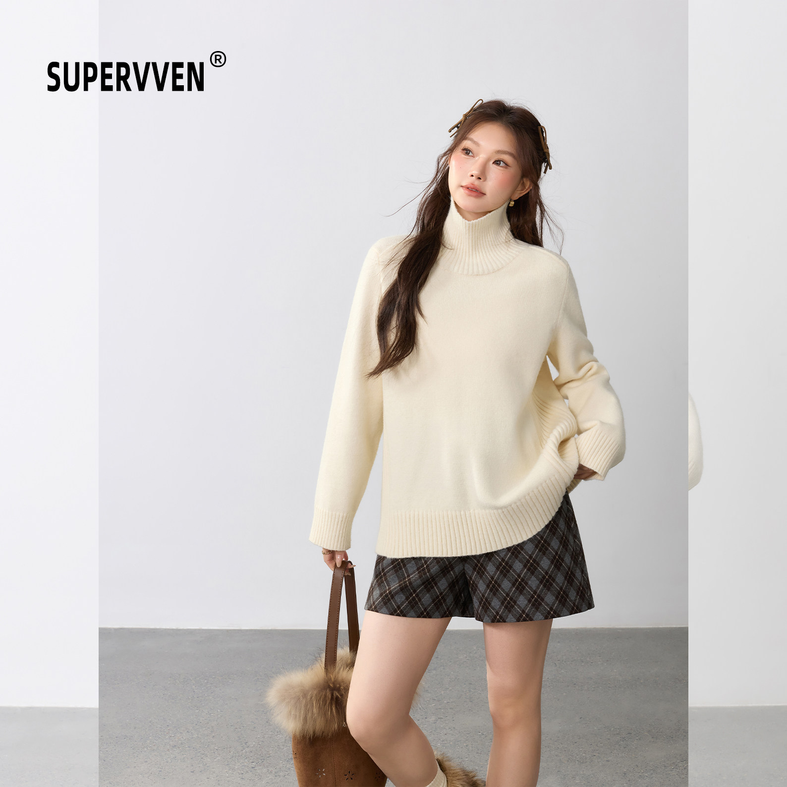 超级文 起舞回雪多巴胺宽松显瘦软糯高领毛衣针织衫女微胖大码,女装/女士精品,毛针织衫,淘宝优惠券,粉丝福利购,淘宝优惠卷