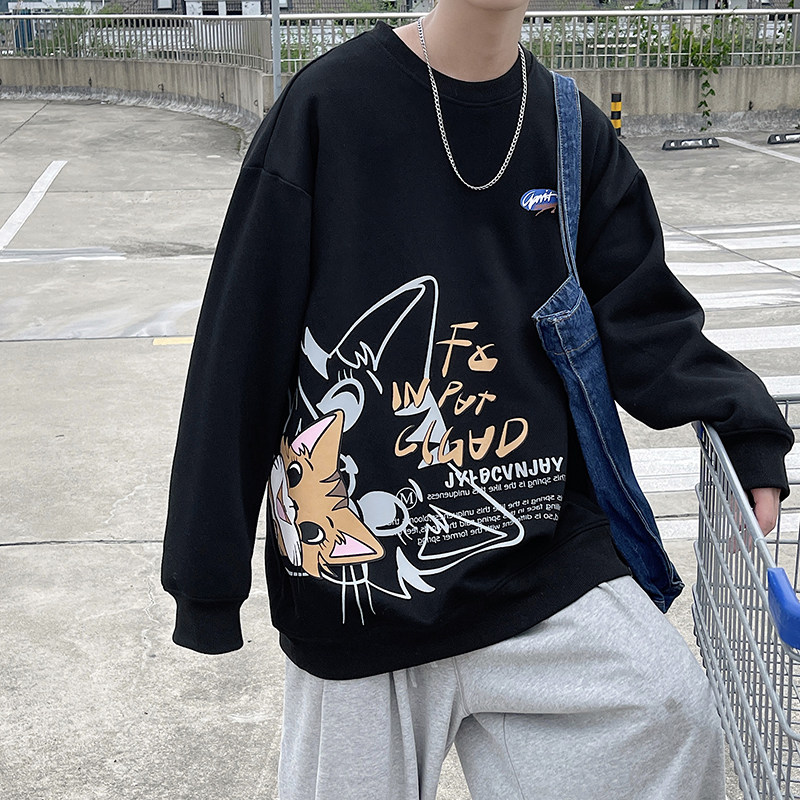 港风卫衣秋冬新款2021宽松圆领印花卫衣WY003-P50,男装卫衣,电商A132（原电商B245）