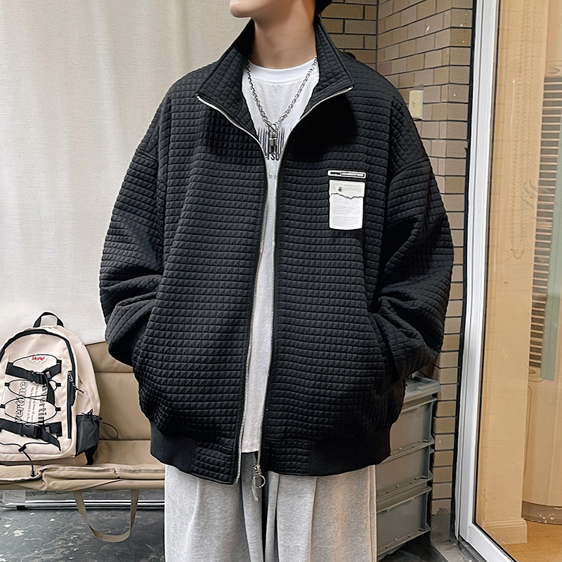 男装秋冬新款港风宽松夹克百搭华夫格外套JK240-P75控98,男装夹克,电商A132（原电商B245）