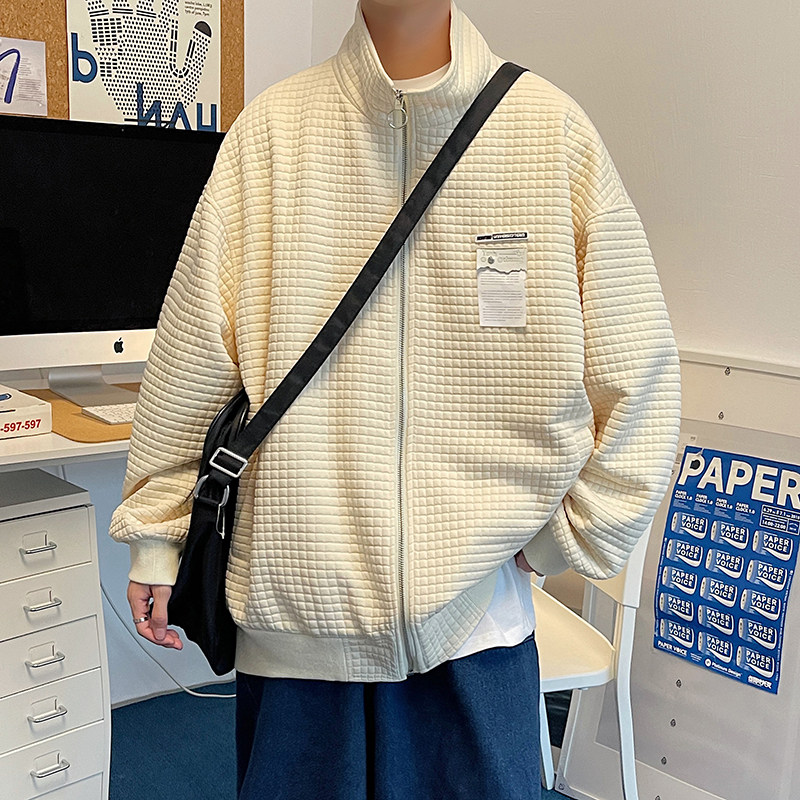 男装秋冬新款港风宽松夹克百搭华夫格外套JK240-P75控98,男装夹克,电商A132（原电商B245）