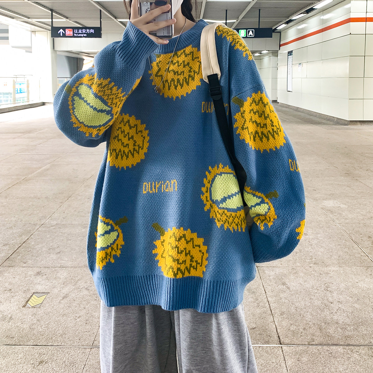 冬季新款港风中性风毛衣百搭W333图片