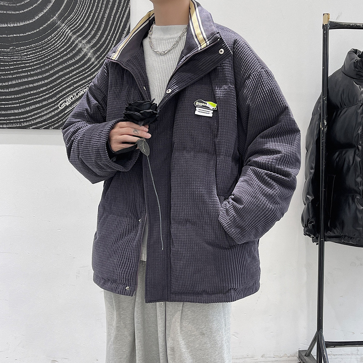 港风秋冬新款灯芯绒棉衣百搭棉服M6007,男装棉衣,电商A132（原电商B245）