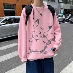 春装新款男休h闲宽松棉皮卡丘印花卫衣A813-P45图片
