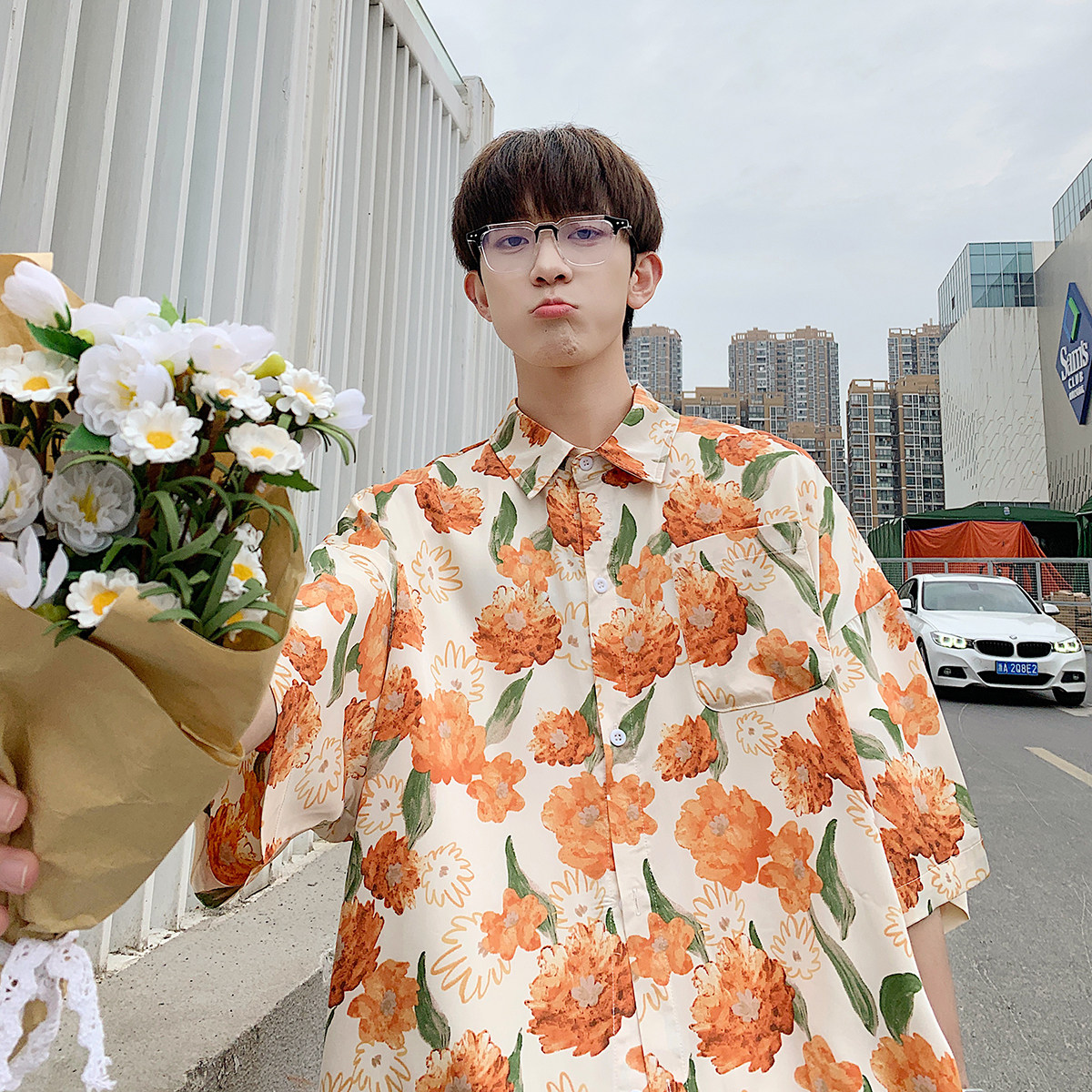 2022夏装港风男短袖衬衫百搭短袖衬衣CS012,男装衬衫,电商A132（原电商B245）