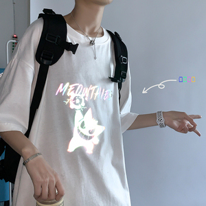 初夏男宽松港风炫彩/反光时尚T恤衫X013-P25图片