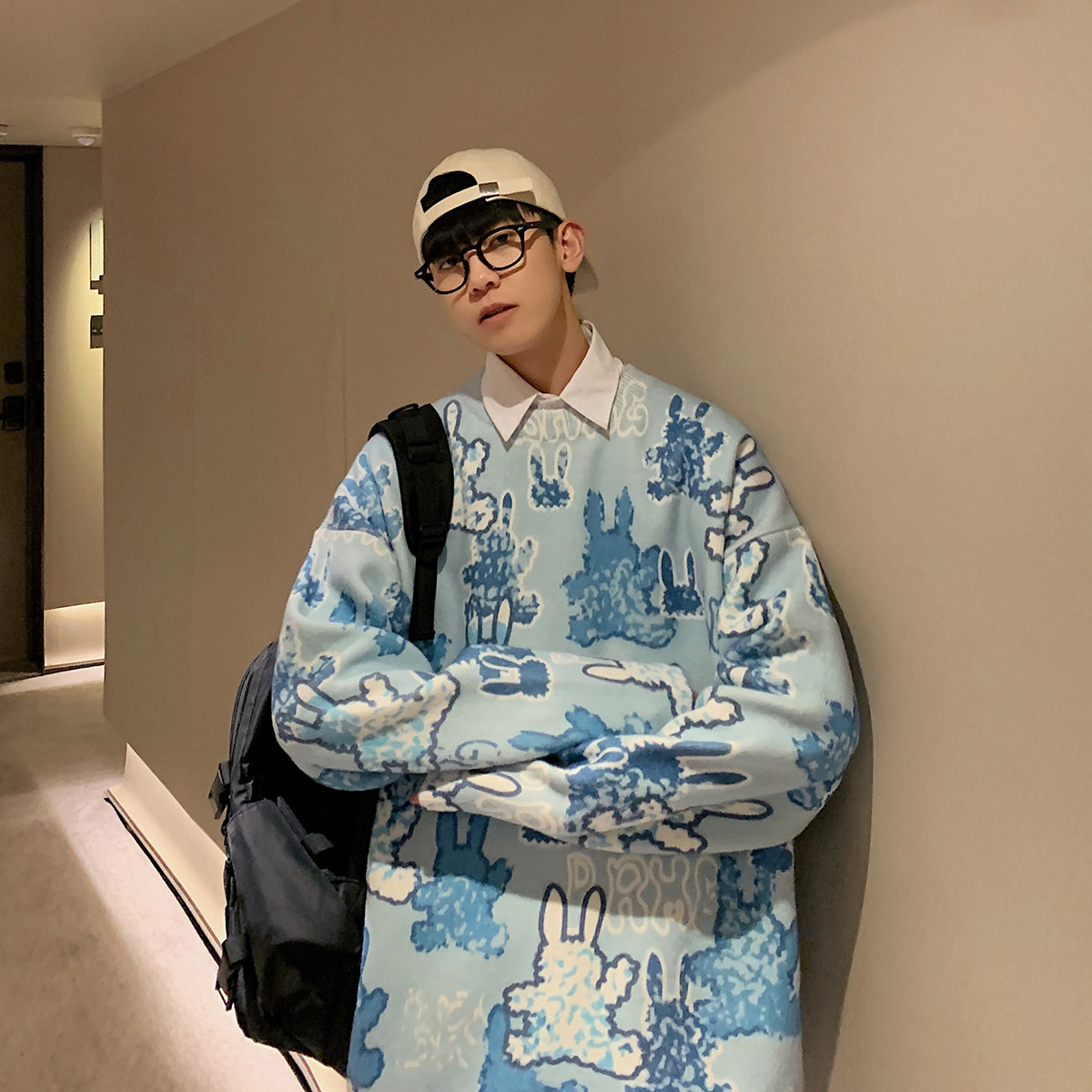 港风秋冬新款印花毛衣3R036-P7098,男装针织衫/毛衣,电商A132（原电商B245）