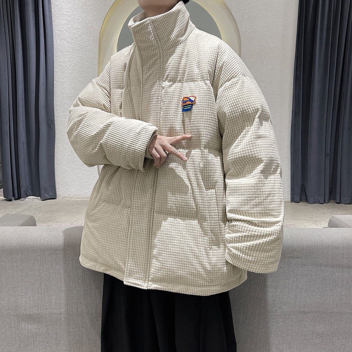 港风秋冬新款灯芯绒棉衣百搭棉服M6007图片