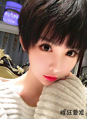 韩版帅气风黑色bobo头假发女短发