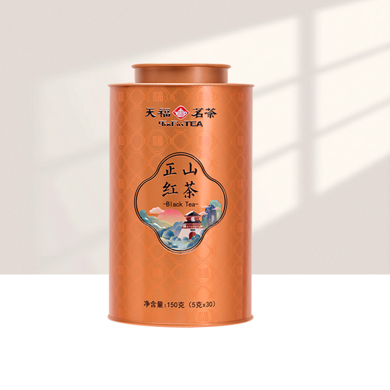 天福茗茶正山小种红茶福建武夷山茶叶百福系列30泡罐装150g