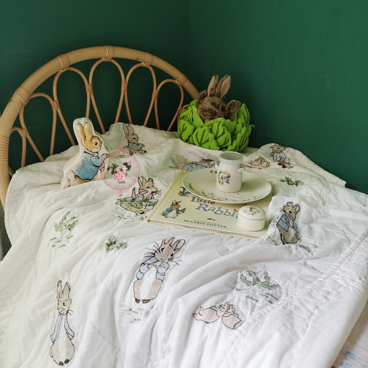 童话PeterRabbit彼得兔全棉重工刺绣手工绗缝儿童幼儿园童被绣字