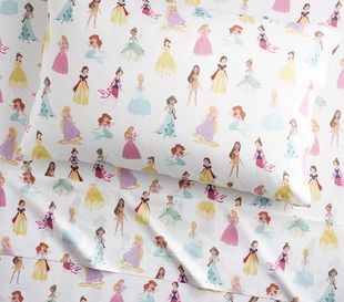 出口迪士尼公主全棉印花贡缎被套床单床笠枕套幼儿园件套定制尺寸