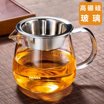 玻璃公道杯 加厚耐热玻璃公杯带304茶漏一体公杯玻璃茶海分茶器