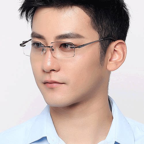 近视眼镜男无框切边镶钻成品眼镜框架防辐射镜片配眼镜度数2271 - 封面