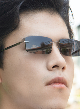 新款无框墨镜开车驾驶司机防紫外线太阳眼镜男可配近视度数66305