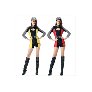 欧美辣妹连体女赛车服F1女郎机车美女啦啦队制服夜店ds表演演出服