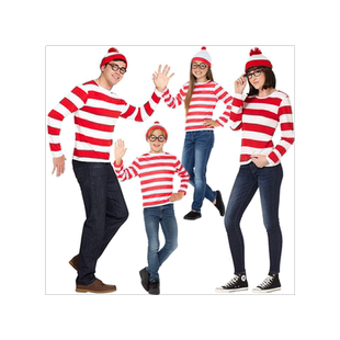 圣诞节亲子装聪明的沃里 Where's Wally英国动漫服舞会派对演出服